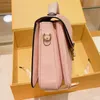 Saco do carteiro Bolsas de viagem Bolsa Clássica Moda Genuíno de Couro Liso Hasp Hardware Fivela Fivela Removível Cinta de Ombro Carta Impressão Rosa