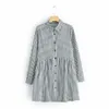 Kobiety Vintage Plaid Drukarnie Slowdress Casual Slim Sukienka Kobiece Platy Patchwork Vestidos Chic Business Suknie DS1962 210603