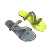 women slides sandales Pantoufle d'été cristal plat sandale lettre Z paillettes bande pantoufles bout ouvert glisser dames mode plage chaussures antidérapantes grande taille EU35-43 NO01