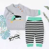 Spring Autumn Infant Baby Boys Girls Clothing Sets Kids Suit Boy Girl Cute Cetacean Knit Fashion Clothes 210521