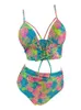 Tropical Floral Women Bikini Bikini Женские купальники купальники отжимайте бикини, установленные по талии, костюмы для купания женского костюма