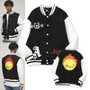 Vestes pour hommes Court Hommes Baseball Veste Sourire Visage Imprimé Broderie Hip Hop Streetwear Mode Harajuku Bomber Manteau