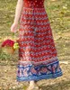 Maxi gonna lunga in cotone con stampa floreale rosa Boemia BOHO Hippie Donna Gonne a pieghe con pieghe elastiche a vita alta impiombate 210531