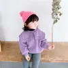 Estilo coreano bebê menina lapela camada dupla camisola outono inverno crianças mornas fleece engrossar casual tops pullover 210615