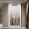 Grande pintura de parede na lona óleo artesanal vertical arte abstrata imagens decorativas para sala de estar decoração da parede pintando dourado 210705