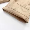 Summer 3 4 5 6 8 10 12 Years Children Clothing Solid Color Cotton Pocket Cargo Pants Half Fifth Capris For Kids Baby Boys 210701