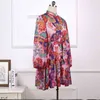 Roze lange lantaarn mouwen jurk vrouwen hoge taille floral sexy mini avond party afrikaanse jurken plus size voor dames dalen 210527