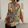 Camicetta per abiti da festa Camicetta da donna a maniche lunghe con stampa vintage da donna Primavera Nuova camicia da donna da spiaggia con bottoni oversize Blusas Top 210417