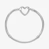 Charm 925 Sterling Silver Moments Heart Closure Snake Chain Bracelet Fit Authentic European Dangle Charm For Women Fashion Wedding288p