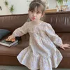 Primavera Autunno manica lunga floreale stile coreano prezzo vestito da partito vestiti per bambini per 2-7 anni ragazze per bambini es 210528