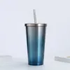 Mugs 500/750ml 304 Stainless Steel Water Cup With Metal Straw Double Layer Insulated Drinker Coffee Tea Milk Cup For School Office Inventory Wholesale