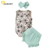 0-12m zomer geboren baby baby meisje kleding set bloem vest tops ruches shorts outfits kleding kostuums 210515
