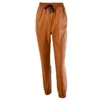 Kobietowe spodnie damskie Capris 2022 Kobiety stały kolor pasuje do faux skórzana elastyczne luźne spodnie vintage sznur