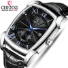 Chengxi Mäns Ovala Mode Dial Wristwatches Mens Quartz Watch Man Luxury Brand Vattentät Läder Manlig Klockor Reloj Hombre Q0524