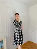 Korobov Nowa Moda Plaid Dress Vintage Hit Color Black White Patchwork Suknie Kobiety Stojak Kołnierz Długi Rękaw Vestidos 210430