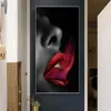 Modular Woman Red Smoke Mouth Sexy Lips Oil Painting on Canvas Posters and Prints Cuadros Wall Art Pictures For Living Room