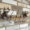 Antigo Cabeça Animal Deer Gancho De Gancho Montagem De Montagem Cancelar Ferro De Ferro Home Deco