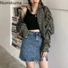 Nomikuma Arrival Floral Printed Kurtki Kobiety Stojak Kołnierz Długie Rękaw Płaszcz Topy Zip Up Casual Odzież Odzież Ropa Mujer 210514