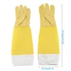 Gants pour Apiculture, manches de protection, maille jaune respirante, peau de mouton blanche et tissu pour Apiculture # YJ jetables 265v