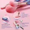 Wholesale Makeup Brush set Bulk Pink luxury Portable Cosmetic Tools Kits Blue pearlescent paint handle with bling diamond
