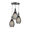 Pendant Lamps Creative Retro Style Black Wrought Iron 3 Heads Large Round Plate Gourd Chandelier Dining Room Living Bar