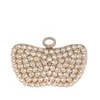 Rhinestone Evening Party Clutch Ladies Luxury Wedding Finger Ring Handväska Handväska Elegant Väska Diamanter Pearl