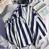 Streetwear Moda Mężczyźni Etniczne Wydrukowane Koszulki z krótkim rękawem Paski Zestawy Casual Cardigan Spodenki Plaża Garnitury 2 sztuki