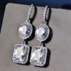 PANSYSEN 100% argento sterling 925 smeraldo zaffiro pietra preziosa orecchini pendenti per le donne festa di anniversario gioielli interi 21062242M