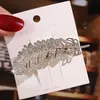 Gold Diamond Feather Peath Clink Barrettes Tocado Horquillero Clips de primavera Bobby Pin para las mujeres Joyería de moda de las niñas