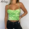 MSFYCY Summer tie-färg Korsett Topp Kvinnor Grön Sexig Backless Crop Top Mujer Y2K DebarDeur Femmes 210604