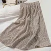 Summer Elegant Leopard Print Skirt Women Loose Korean Clothing High Waist Over The Knee Long Female 210514