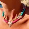 Summer Bohemia Soft Clay for Women Statement Imitation Pearl Choker Necklace Fashion Colorful Beach Jewelry