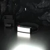 Lampe frontale Portable Mini phare LED COB avec batterie intégrée USB Rechargeable lampe frontale randonnée torche phares