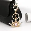 Keychains Creative Crystal Crown Keychain Fashion Metal Diamond Rhinestone Pendant Trend Bag Ornament Jewelry Gift Accessories Miri22