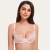 WingsLove femmes Sexy 1/2 tasse dentelle soutien-gorge doux maille à armatures sans doublure Demi Lingerie voir à travers Bralette 210623