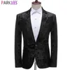 Fancy Floral Luxe Tuxedo Blazer Mannen Slim Fit Single Buttn Mens Jurk Pak Jas Bruiloft Diner Blazer Homme 210522