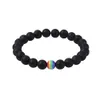 Nouveau Bracelet Créatif de Lumière Noire 8mm Yoga Sept Couleurs Énergie Pierre Volcanique armband et armband glaciés