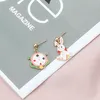 Charm earings söt tecknad asymmetrisk geometrisk ihålig färsk krok örhängen för tjejer kvinnor japanska och koreanska stil öra smycken