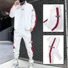 2021 Casual Mäns uppsättningar Patchwork Hip Hop College Style Koreansk stil 2piece Streetwear Fitness Male Tracksuit Kinesisk storlek XS-3XL Y1221