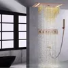 Brown Thermostatic Bathtub Shower System 700X380 MM LED Bathroom Hydro Jet Massage Head With Handheld Spray