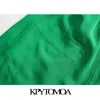 KPytomoa mulheres chique moda lado bolsos soltos largamente calças pernas vintage alta elástica cintura cordão feminino calças mujer 210925