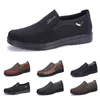 2021 Mode Designer Business Style Mens Skor Svart Brun Fritid Soft Flats Bottoms Men Casual Dress For Party 38-44 Tre