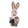 NEW!!! 14" Artificial Straw Bunny Standing Rabbit with Carrot Home Garden Decoration Easter Theme Party Supplies EE