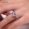 Cluster Rings COSYA 100% 925 Sterling Silver Heart High Carbon Diamond Shining Bridal Classic Cocktail Party Fine Jewelry Birthday Gift