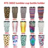 Solid Color Reusable Ice Coffee Cup Sleeve Handle Neoprene Insulated Water Bottle Mug Cover Holder Case Bags Pouch For 30oz 32oz Tumbler Cups WLL1080