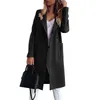 Femmes Trench Coats Office Lady Élégant Manteau Mode Femmes Couleur Unie Poche Slim Survêtement 2022 Revers Blazer Banlieusard Long Femme Vêtements