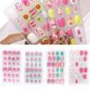 Falsas unhas 24 pçs / set Candy Falso Prego Dicas Crianças Desenhos Animados Capa Completa Criança Gara auto Falke S Press On Art for Girls Manicure 220225