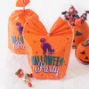 Presentförpackning 50st / väska Trick eller Treat Halloween Cartoon Cookie Bag Candy Väskor Mat Flat Ficka W-00982