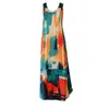 2021 summer Women Dress For Female Sleeveless Plus size A-line Midi Dresses Loose Floral Vestidos Vintage Sundress
