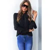 Blusa de mujer Camisa Blusa de gasa Elegante Camisa de manga larga con pajarita Office Lady Wear Tops femeninos Blusa femenina 210419